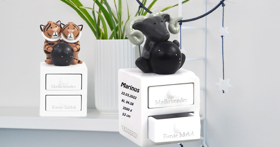 Tand & Hårlok æske med navn