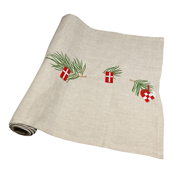 Julebordløber med hjerter og flag