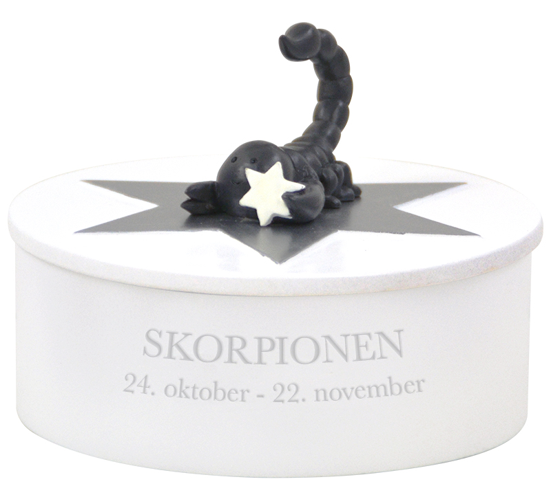 Smykkeskrin med stjernetegn-Skorpionen-med navn