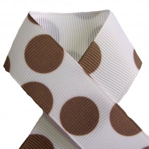 Grosgrainbnd - Prikker brun