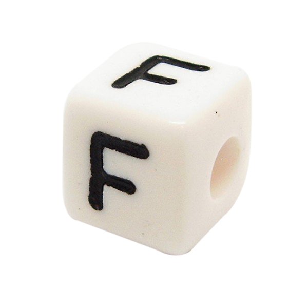 Bogstavperle acryl - 6 mm - 10 Stk F