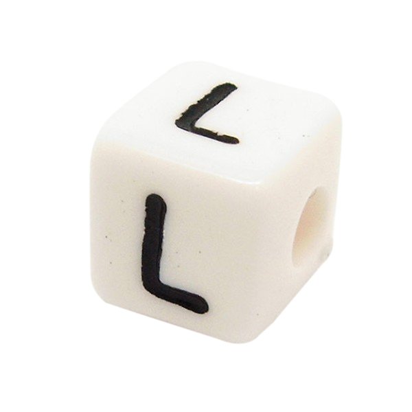 Bogstavperle acryl - 6 mm - 10 Stk L