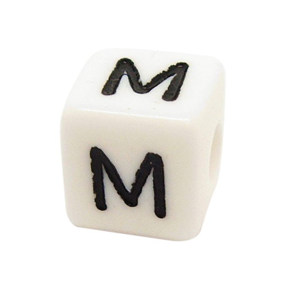 Bogstavperle acryl - 6 mm - 10 Stk M