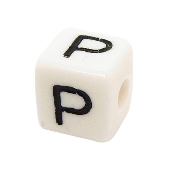 Bogstavperle acryl - 6 mm - 10 Stk P