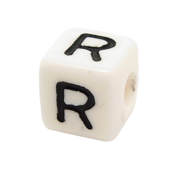 Bogstavperle acryl - 10 mm R