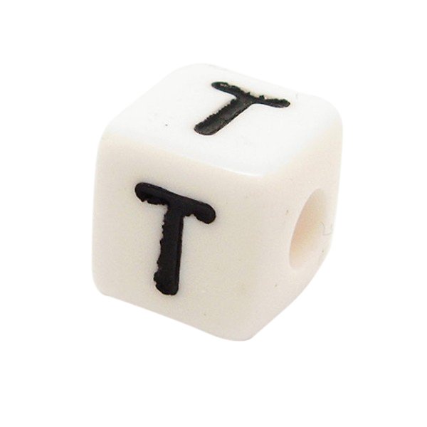 Bogstavperle acryl - 10 mm T
