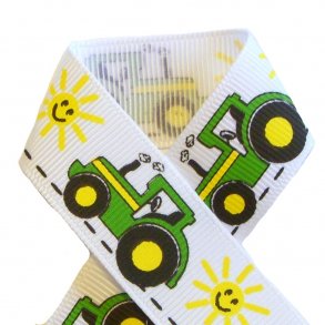 Grosgrainbnd - Grn traktor