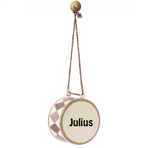 Tromme-Julepynt fra Maileg-Lys lilla-med navn