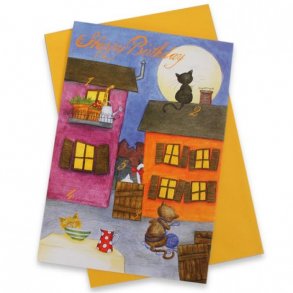 Tillykkekort med sm katte