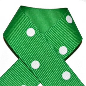 Grosgrainbnd - Grn med prikker