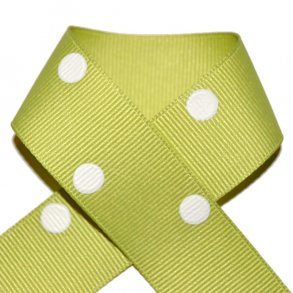 Grosgrainbnd - Prikker lime