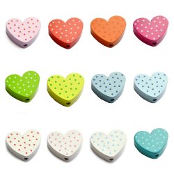 10 stk. Tr�perler - Hjerter med prikker - Lodret - Blandet