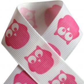 Grosgrainbnd - Ugle pink