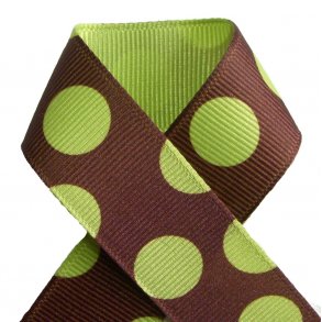 Grosgrainbnd - Prikker lime