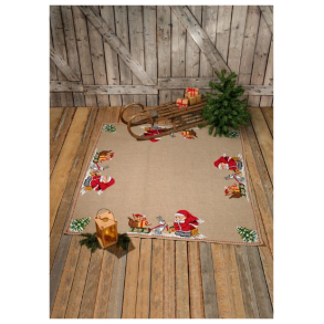 Broderikit - Juletrstppe - Julemand med dyr - 170 cm