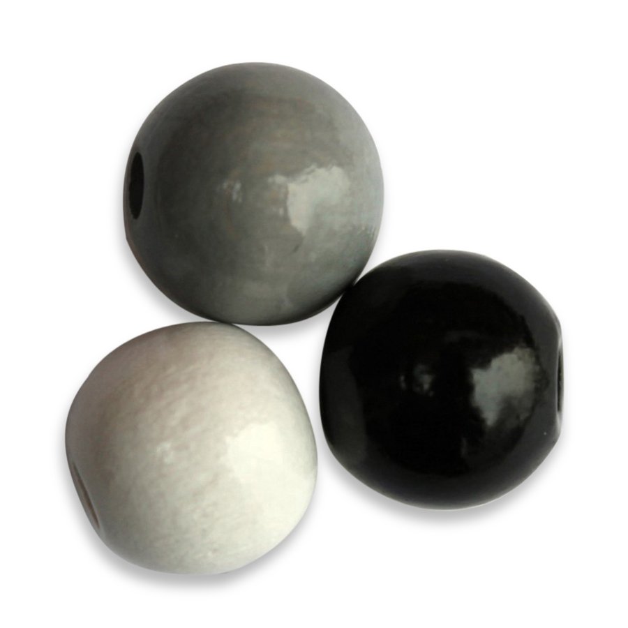 15 stk. 15 mm perlemix tr�perler Sort