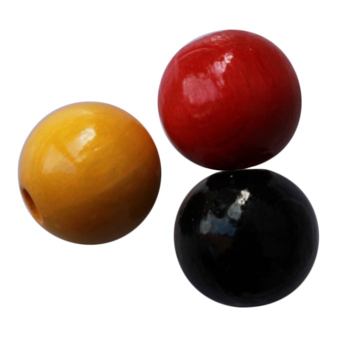 30 stk. 12 mm perlemix tr�perler Sort-r�d-gul