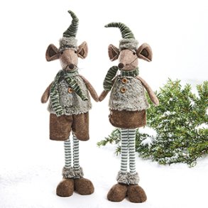 2 stk julemus i stof - 61 cm