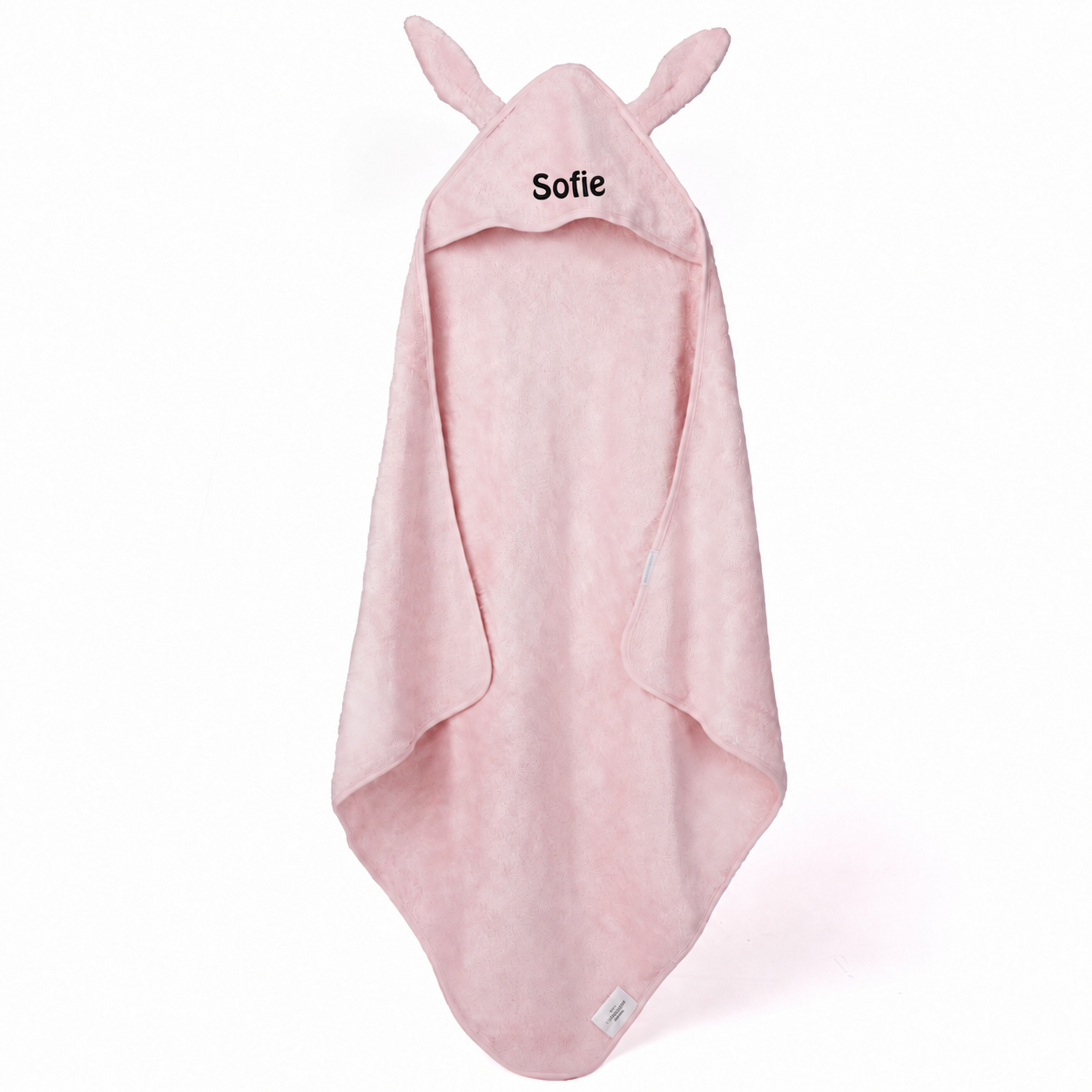 Babyh�ndkl�de med h�tte og kanin�rer - med/uden navn - Rosa