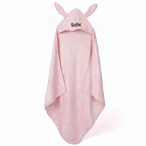 Babyh�ndkl�de med h�tte og kanin�rer - med/uden navn - Rosa