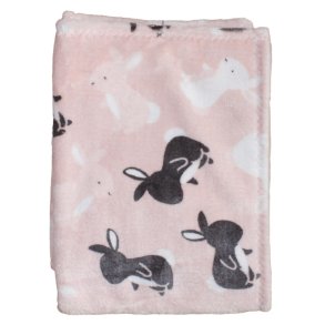 Babytppe i lyserd fleece - med/uden navn - Kaniner