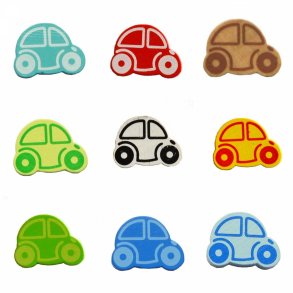 5 stk. Trperler - Biler - Vandret - Blandet