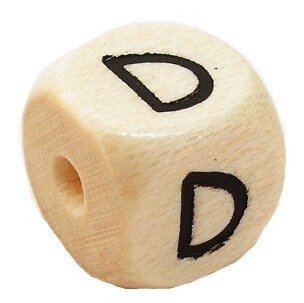 Bogstavperle i tr� 10 mm D