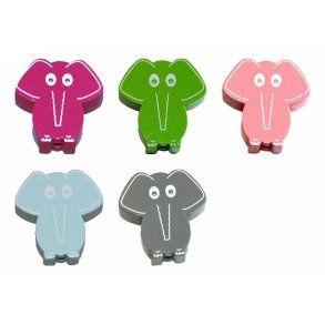 5 Stk. Trperler - Elefanter - Lodret - Blandet