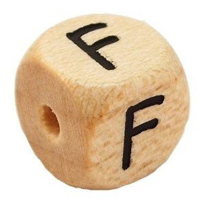 Bogstavperle i tr� 10 mm F