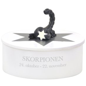 Smykkeskrin med stjernetegn-Skorpionen-med navn
