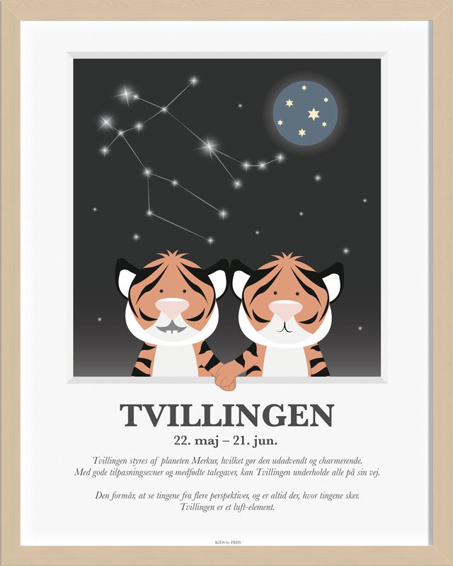Brneplakat med stjernetegn fra Kids by Friis - Tvillingen