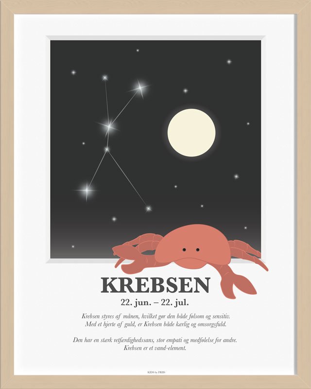 Brneplakat med stjernetegn fra Kids by Friis - Krebsen