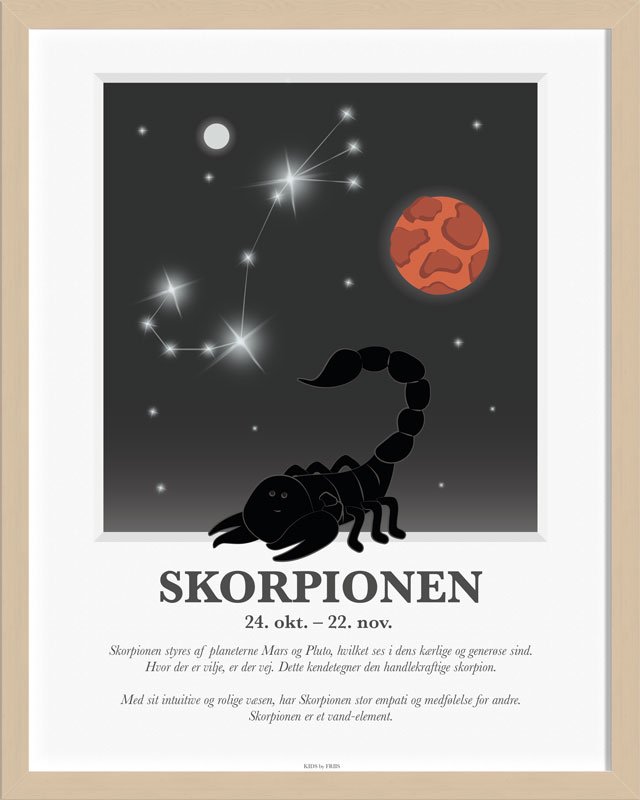 Brneplakat med stjernetegn fra Kids by Friis - Skorpionen