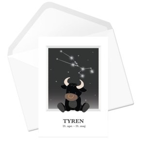Tillykkekort med stjernetegn - Tyren