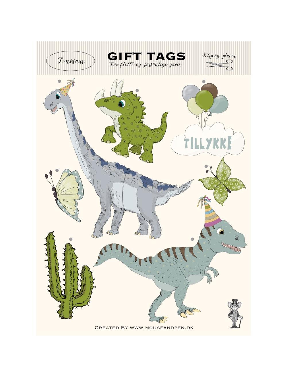 Gavemrker - Gift tags - Dinosaur