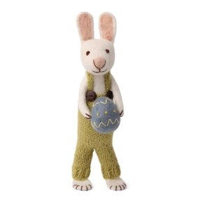 Hvid kanin fra Gry og Sif-filtet-med bukser og pskeg