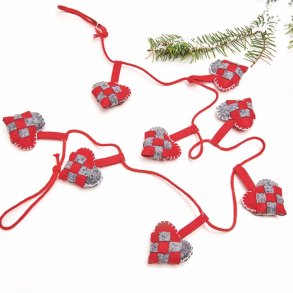 Guirlande filt flethjerte - 120 cm