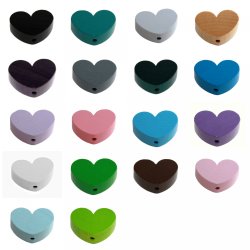 10 stk.  Tr�perler - Hjerter 30 mm - Lodret - Blandet.