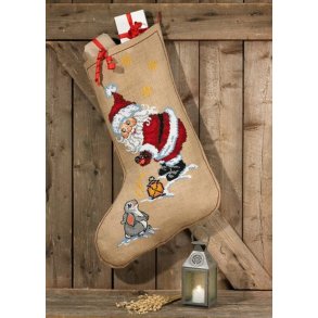 Broderikit til Julesok med nisse og kanin