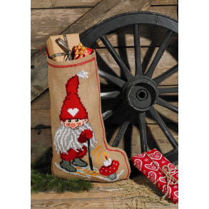 Broderikit til Julesok med nisse og paddehat