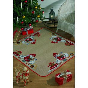 Broderikit - Juletrstppe - Julemand med gs - 126 cm