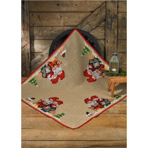 Broderikit - Juletrstppe - Nissemor og nissefar - 123 cm