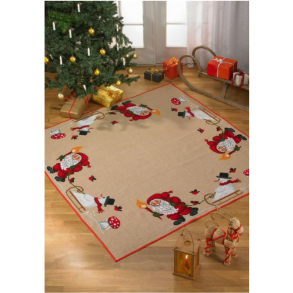 Broderikit - Juletrstppe - Nisse og snemand - 175 cm