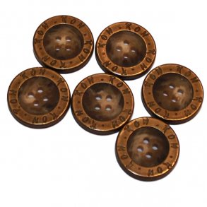 6 stk. Knapper i plast-Meleret brun