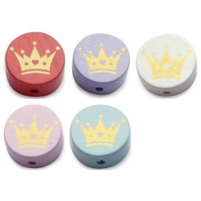 5 Stk. Trperler - Krone guld rund - Lodret - Blandede