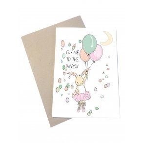 Tillykkekort - Fly me to the moon  - Girl