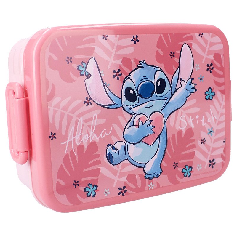 Madkasse i lyserd med navn - Stitch 