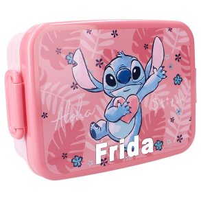 Madkasse i lyserd med navn - Stitch 