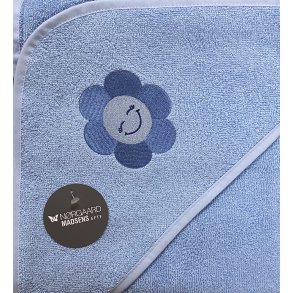 Badeslag i frotte - Glad blomst i lysebl -75 x 75 cm-med/uden navn