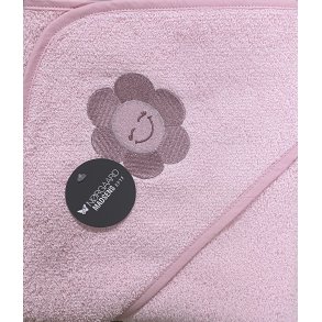 Badeslag i frotte - Glad blomst i lyserd -75 x 75 cm-med/uden navn